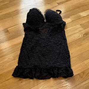 Victoria's Secret Black Heart Lace Chemise